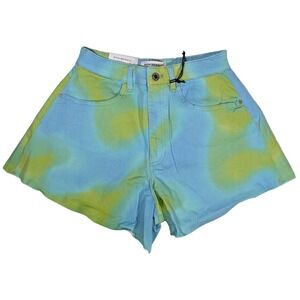 WeWoreWhat Flare Bell Shorts Tie Dye‎ Blue Green High Rise Size 26